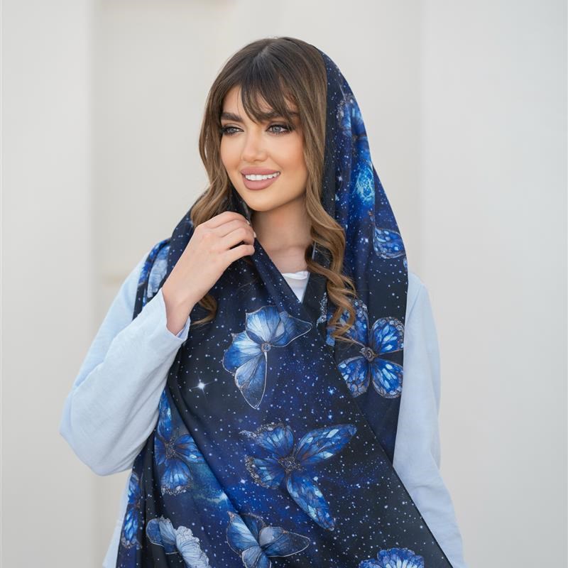 شال ساده rêve de papillon bleu mix colors