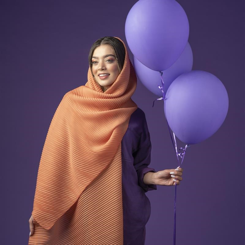 شال پلیسه تک رنگ Marmalade Pastel Orange