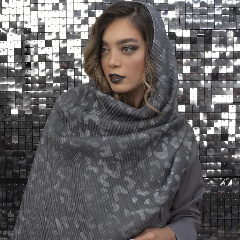 شال پلیسه Glazed Leopard Warm Gray