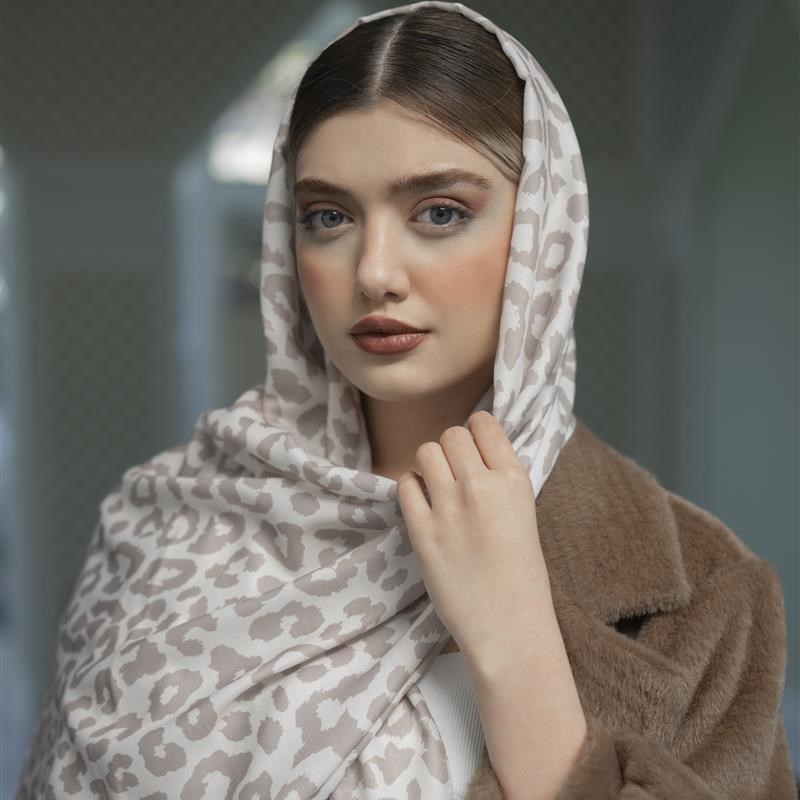 مازاد-کد 349 شال ساده Creamy Leopard mix colors