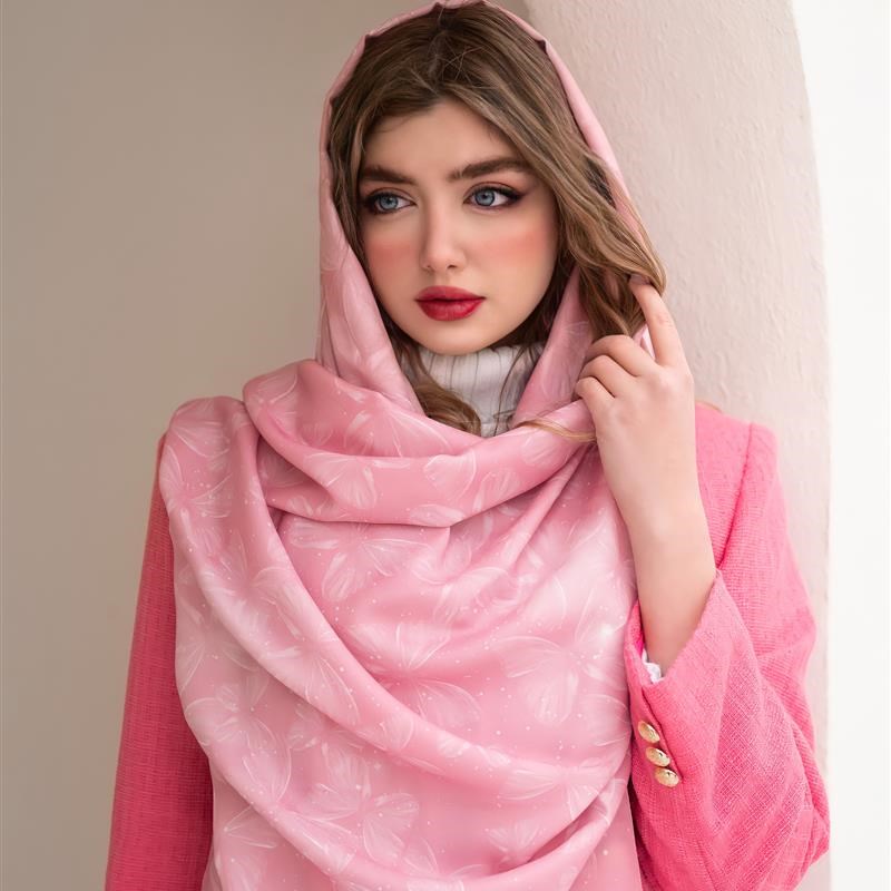 شال ساده کریستال سیندرلا صورتی پاستلی ۲ متر و ۱۰ سانت در ۷۰ سانت