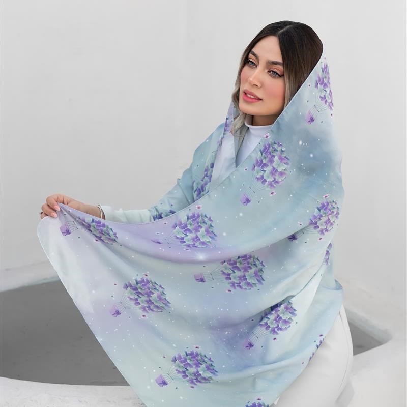 شال Dreams سبز پاستلی بنفش پاستلی ۲ متر و ۱۰ سانت در ۷۰ سانت