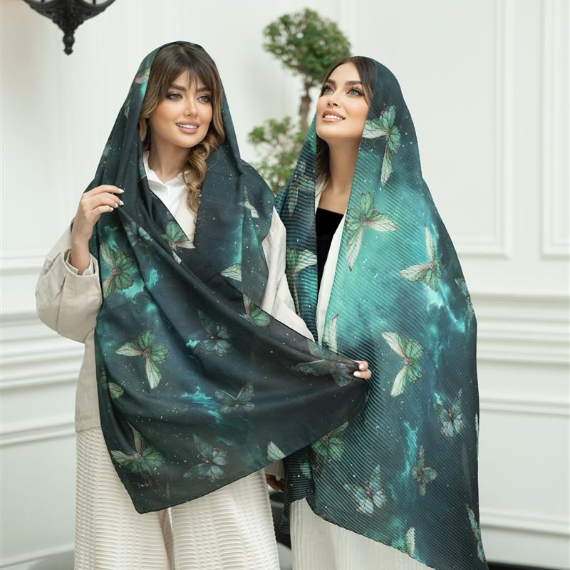 شال ساده Papillon vert royal mix colors