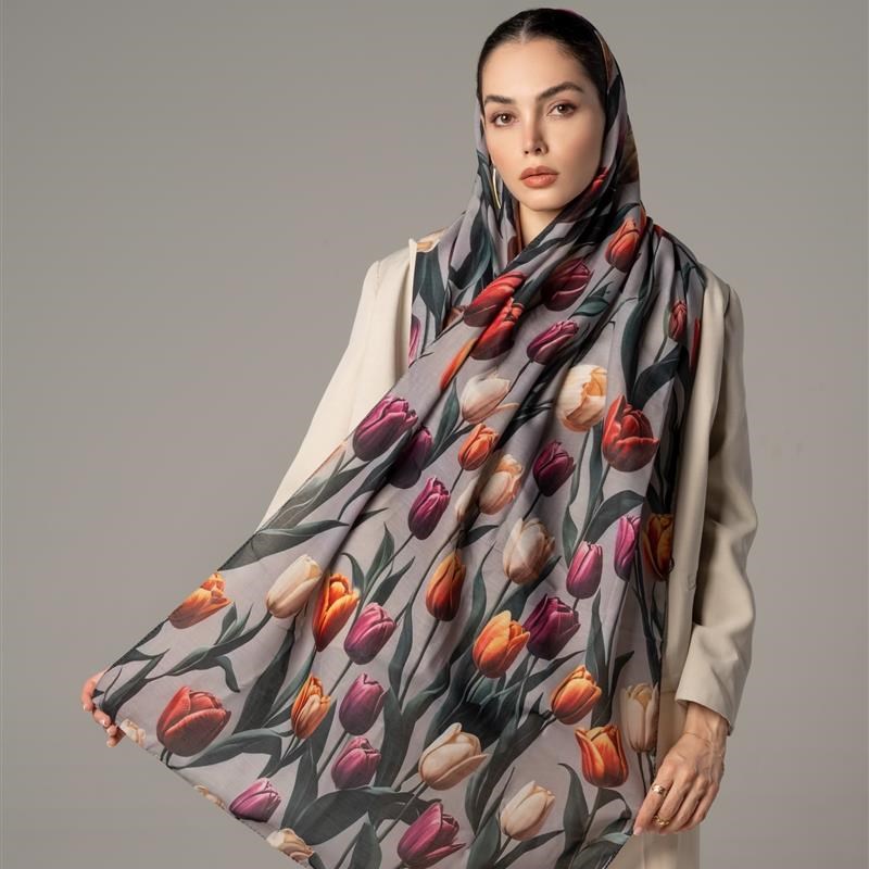 کد ۶۶ شال ساده Renkli laleler mix colors