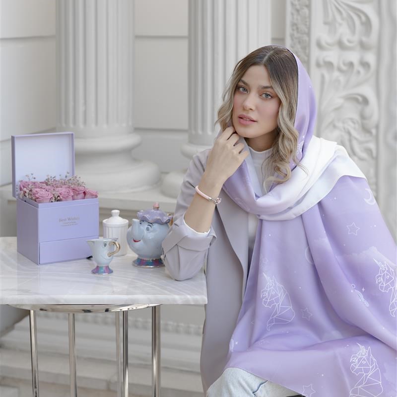 شال اوت لت یونیکورن ساده بنفش پاستلی