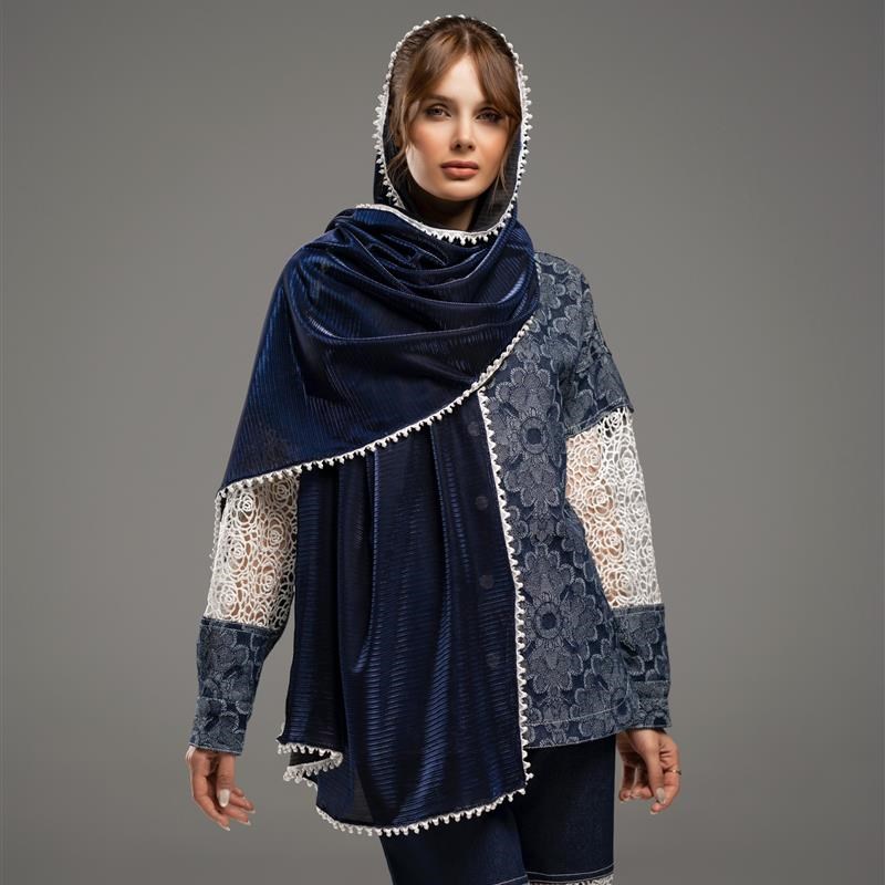 شال Bijou dentelle blanche océan mix colors
