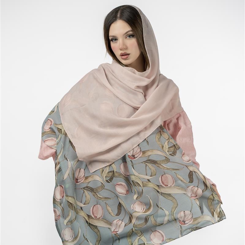 شال ساده934- Tulipes ombrées rose menthe mix colors