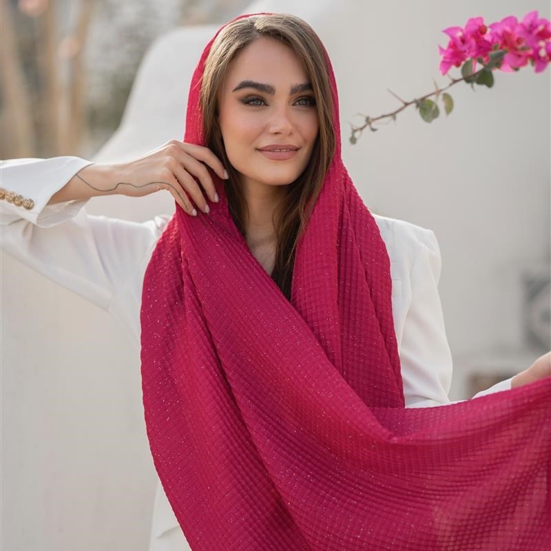 اوتلتی جدید- کد 223 شال پلیسه مربعی شاین دار Magen mix colors