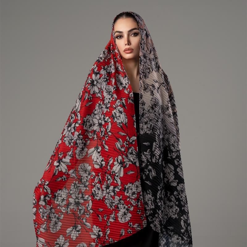 کد ۴۵ شال پلیسه Dumanlı siyah mix colors