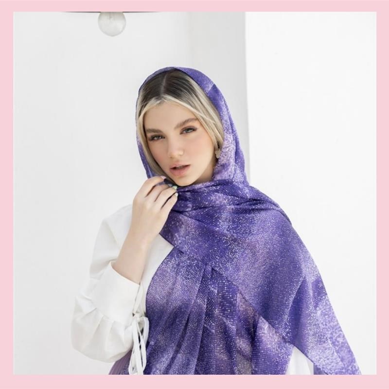 مدیوم شال ساده Violet cristallisé mix colors