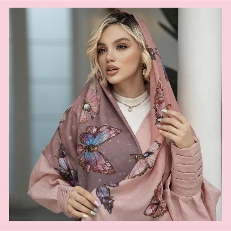 مازاد- شال ساده Papillon Bijou Rose mix colors