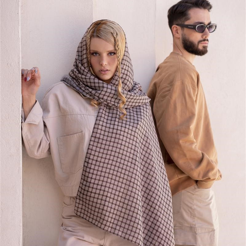 اوت لت کد 1018 ساده Pied de poule Creamy mix colors