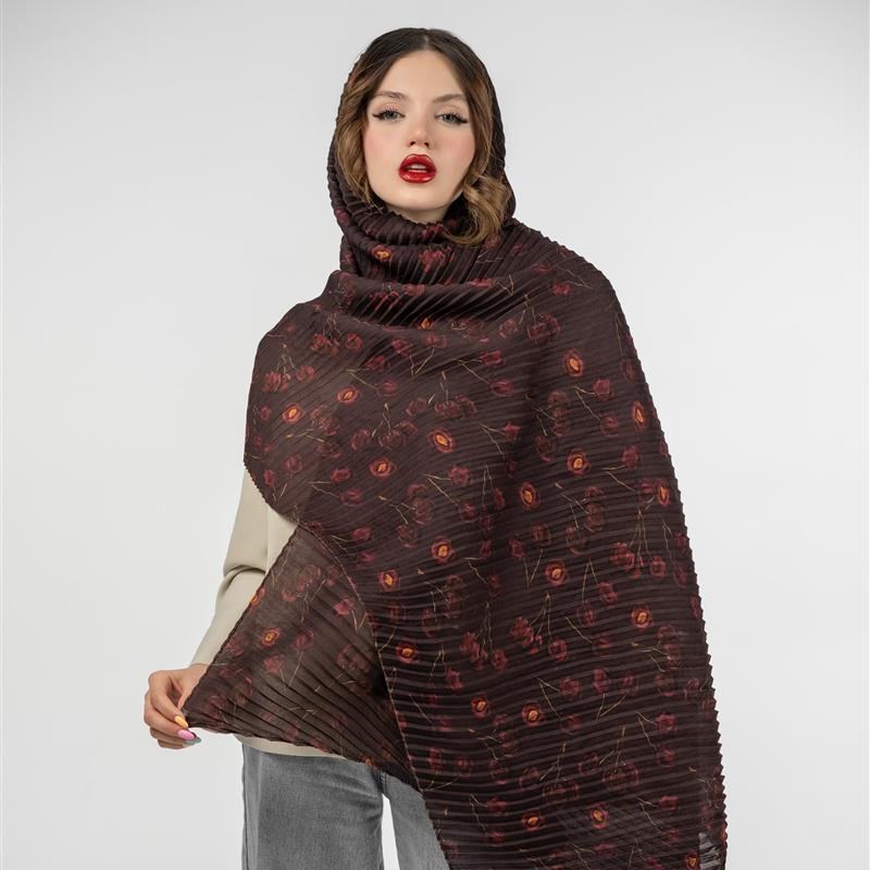 کد 901-شال پلیسه Cerise bordeaux mix colors