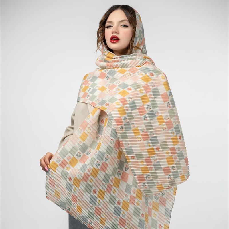 کد 929-شال پلیسه Cabane colorée mix colors