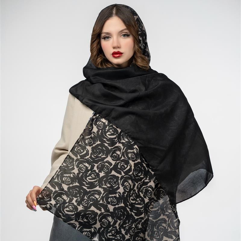 کد 922-شال ساده Grande rose noire ombrée mix colors