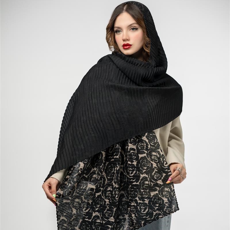 کد 923-شال پلیسه Grande rose noire ombrée mix colors