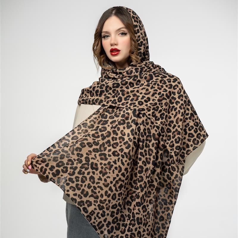 کد 902-شال ساده Léopard marron crème mix colors