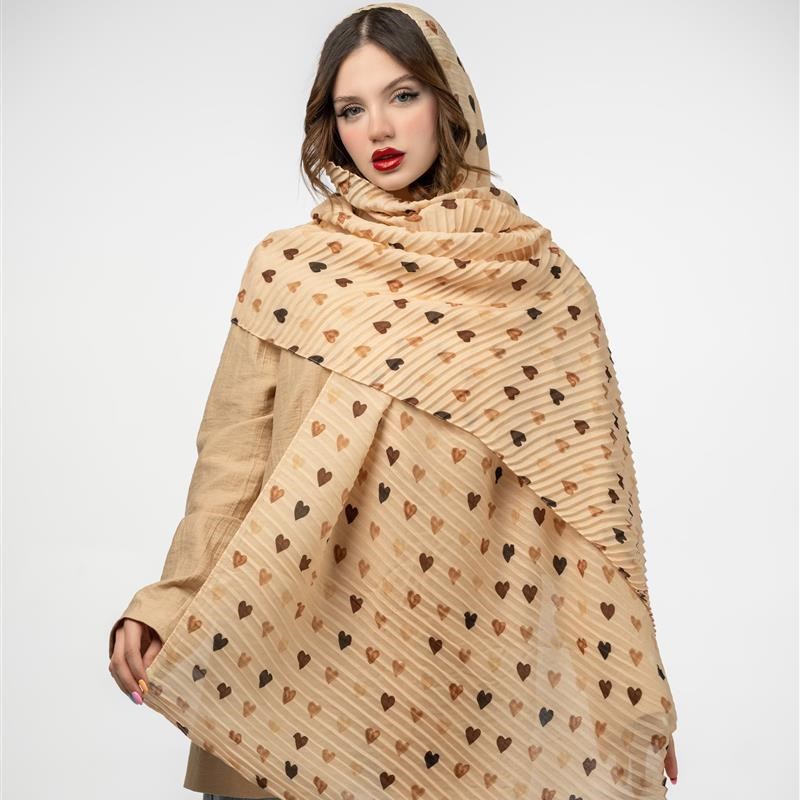 کد 951-شال پلیسه Coeur caramel vanille mix colors