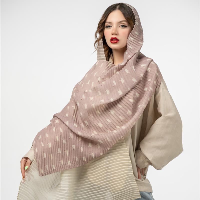 کد 957-شال پلیسه Petit cygne féerique rose mix colors