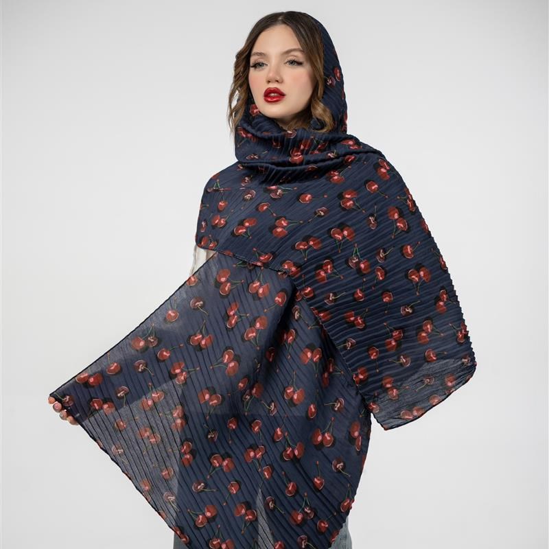 کد 959-شال پلیسه Cherry Redish mix colors
