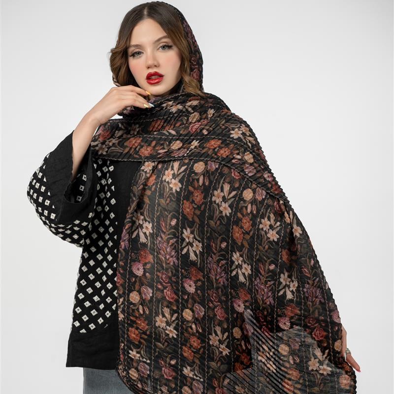 کد 919-شال پلیسه Nostalgie noire verticale mix colors