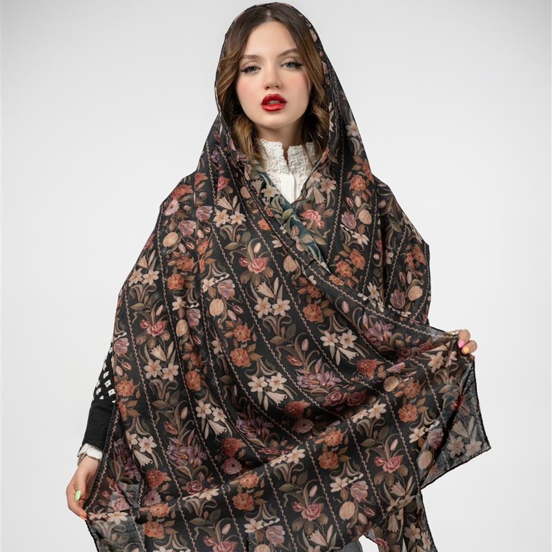 کد 918-شال ساده Nostalgie noire verticale mix colors