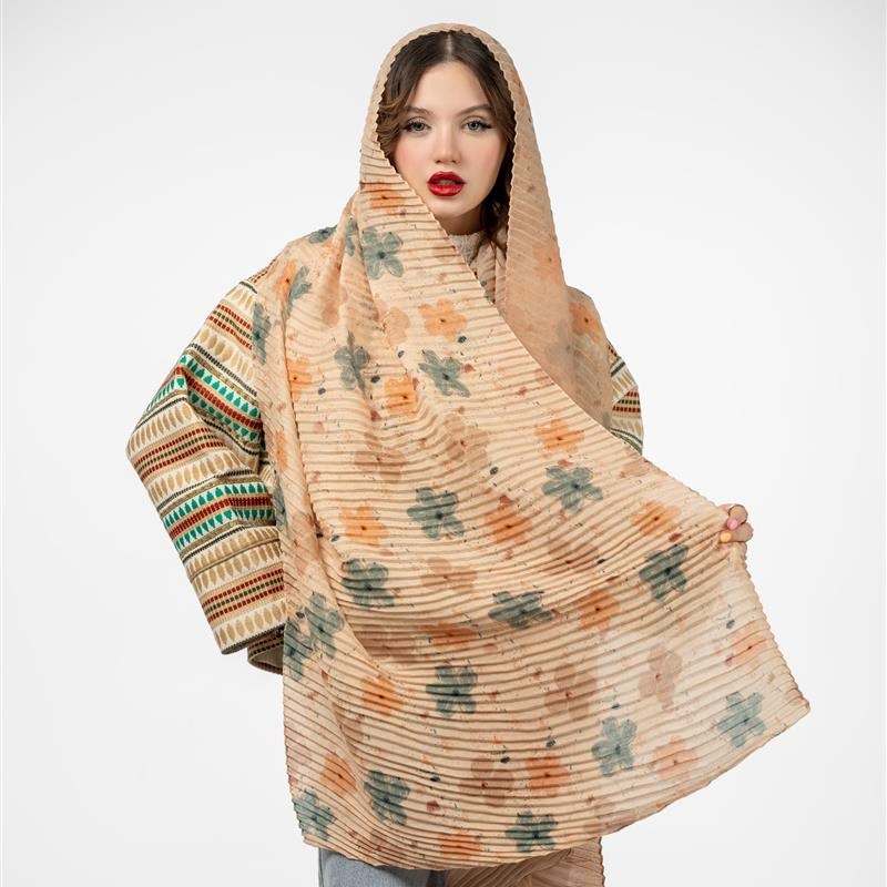 کد 933-شال پلیسه Pastel doux de septembre mix colors