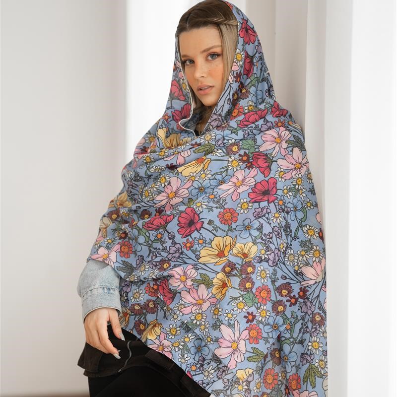 اوتلتی جدید-کد 774 شال ساده Garden in the blue fie mix colors