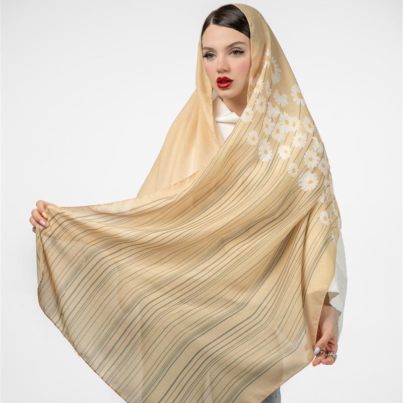 کد 970-شال ساده Gerbera blanc étiré mix colors