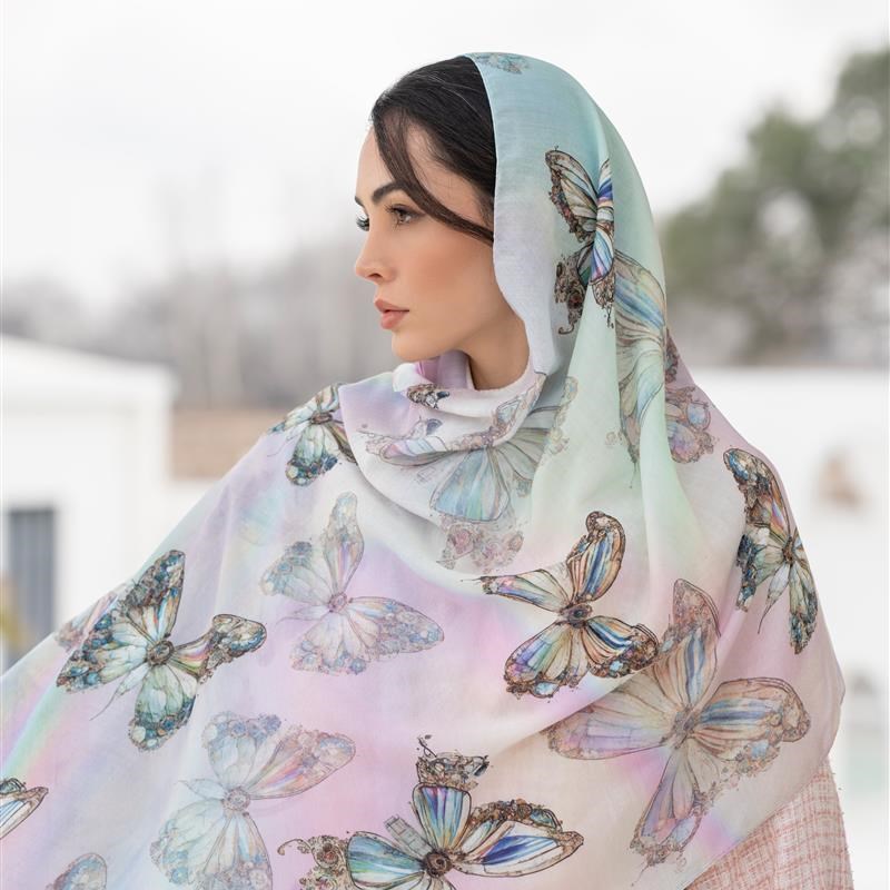 اوتلتی جدید-کد 821 شال ساده Butteryrainbow mix colors