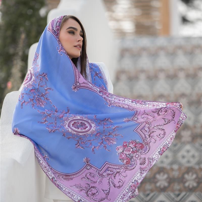 کد 154 شال ساده Motif rose bleu mix colors