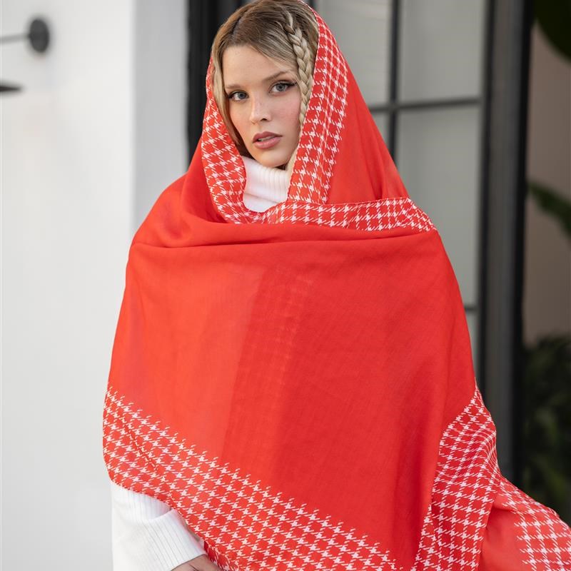 اوتلتی جدید-کد ۷۳۵ شال ساده Pied de poule High RED mix colors